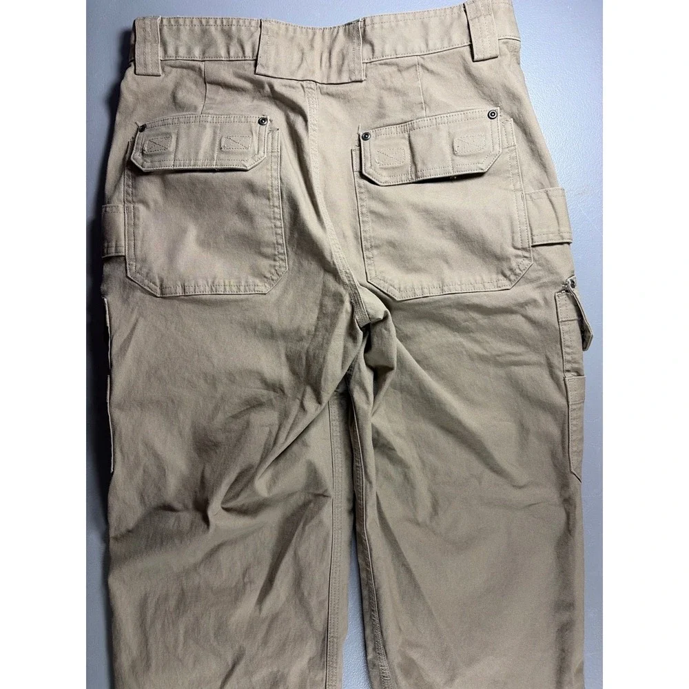 Duluth Trading Co Flex Fire Hose Cargo Pants Mens 34x30 Khaki Tan Work Relaxed